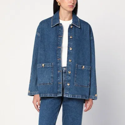 Anine Bing Luna Jacket In Indigo Blue Denim In Blue