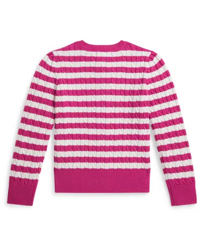 Polo Ralph Lauren Girls 2t-6x Striped Mini-cable Cardigan In Pink