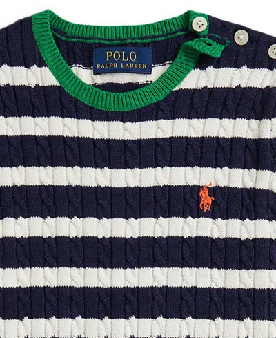 Polo Ralph Lauren Girls 2t-6x Striped Sweater And Skirt, 2-piece Set In Blue