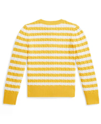 Polo Ralph Lauren Ralph Lauren Striped Mini-cable Cotton Cardigan In Yellow