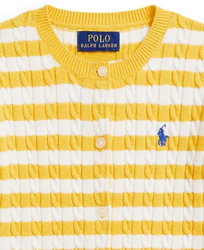 Polo Ralph Lauren Ralph Lauren Striped Mini-cable Cotton Cardigan In Yellow
