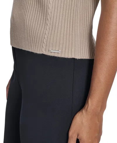 Calvin Klein Women's Mock Neck Cap Sleeve Sweater In Gray