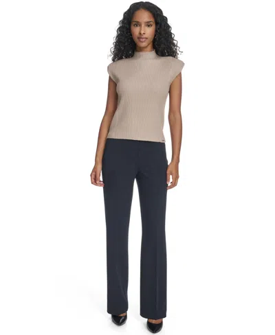Calvin Klein Women's Mock Neck Cap Sleeve Sweater In Gray