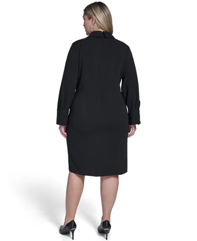 Calvin Klein Plus Size Twist Design Shirt Dress In Black