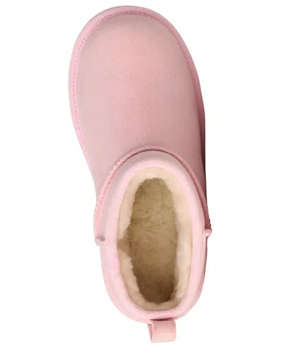 Ugg Classic Ultra Mini Pink Ankle Boots With Shearling Lining In Leather Girl In Pink
