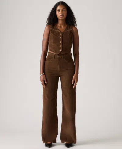 Levi's Ribcage Wide Leg Braided Corduroy Jeans In Brown