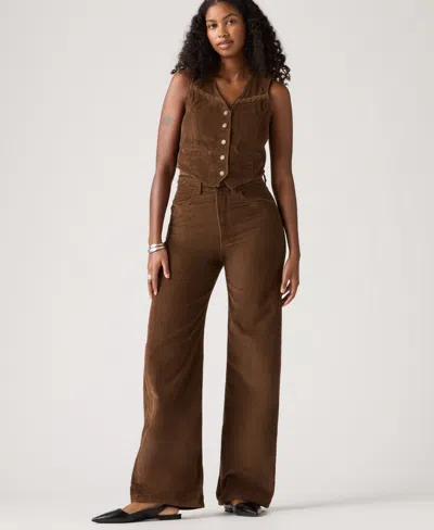 Levi's Ribcage Wide Leg Braided Corduroy Jeans In Brown