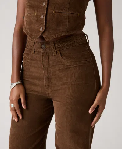 Levi's Ribcage Wide Leg Braided Corduroy Jeans In Brown