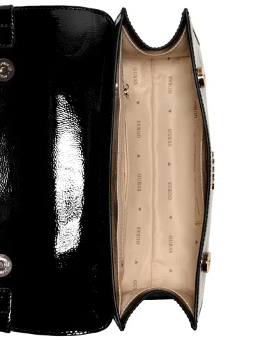 Guess Cirene Top Handle Small Zipper Flap Bag In Black