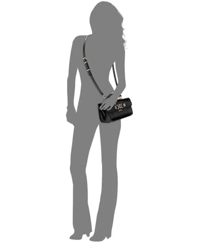 Guess Cirene Top Handle Small Zipper Flap Bag In Black