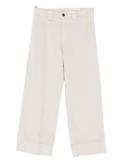 White Sand Button-fastening Belt-loops Trousers In Neutral