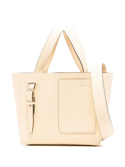 Valextra Mini Leather Bucket Bag In Neutral