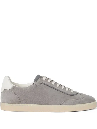 Brunello Cucinelli Leather Sneakers In Gray