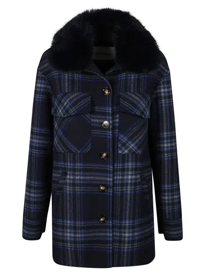 Ava Adore Zion Checked Coat In Blue