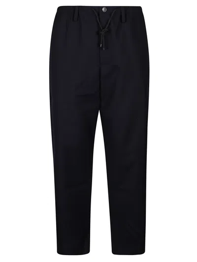 Dries Van Noten Wool Trousers With Button Detail And Elastic Waistband In Blue