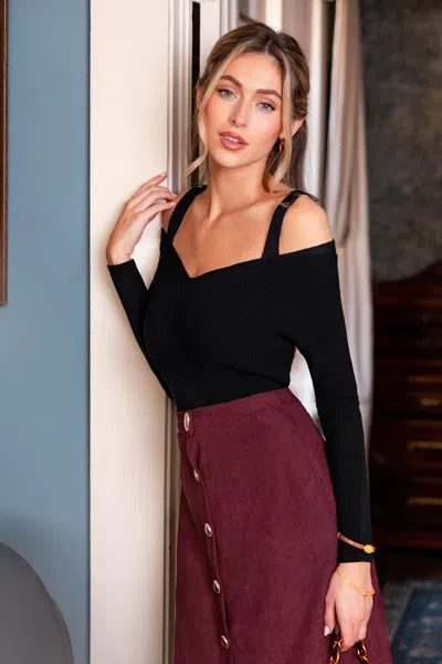 Cupshe Starlit Serenade Black Sweater In Black