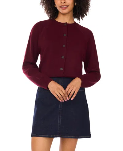 Vince Camuto Women's Raglan Crewneck Cardigan In Red