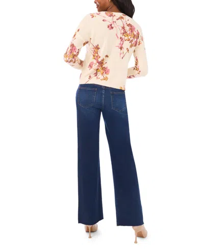 Vince Camuto Electric Bouquets Crewneck Sweater In Brown