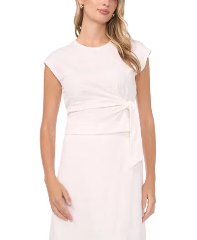 Vince Camuto Women's Drop Shoulder Tank With Front Knot Top In White