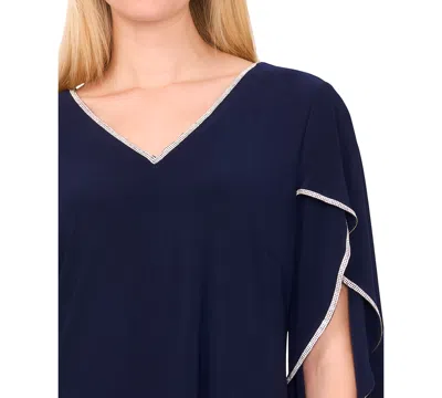 Msk Women's V-neck Cape-sleeve Dress In Blue