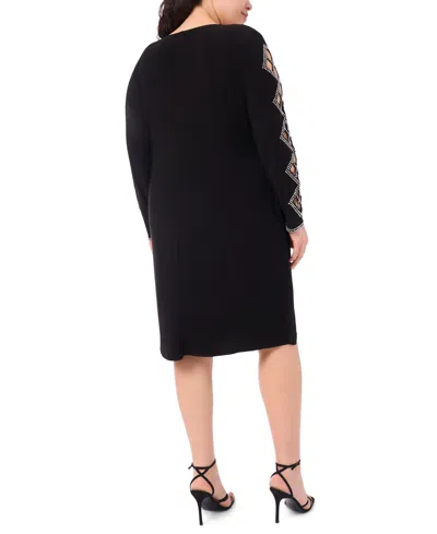 Msk Plus Size Faraj Sleeve Faux Wrap V-neck Dress In Black