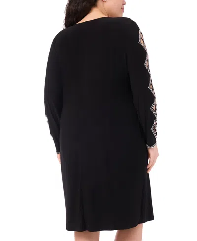 Msk Plus Size Faraj Sleeve Faux Wrap V-neck Dress In Black