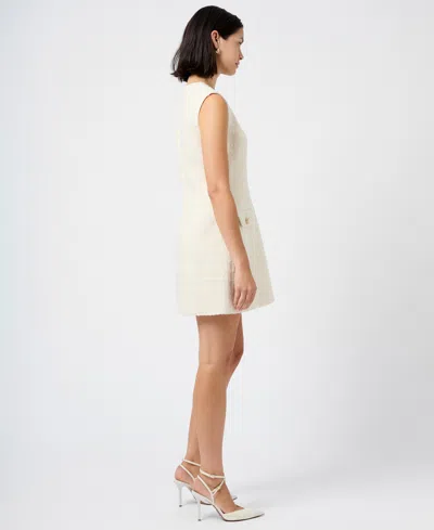 French Connection Structured Sleeveless Tweed Minidress In White