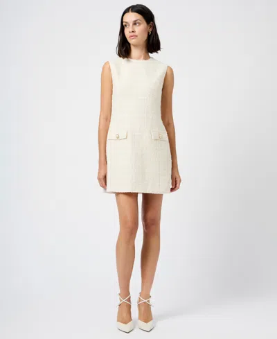 French Connection Structured Sleeveless Tweed Minidress In White