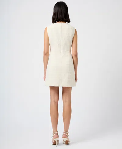 French Connection Structured Sleeveless Tweed Minidress In White
