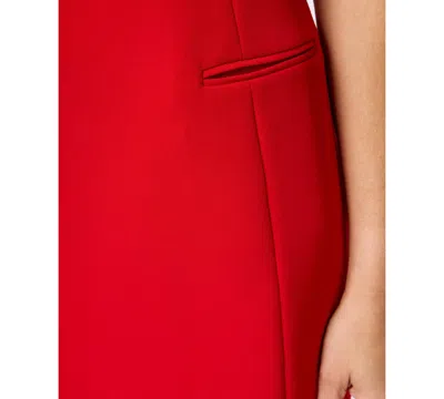 French Connection Whisper Boat Neck Mini Dress In Red