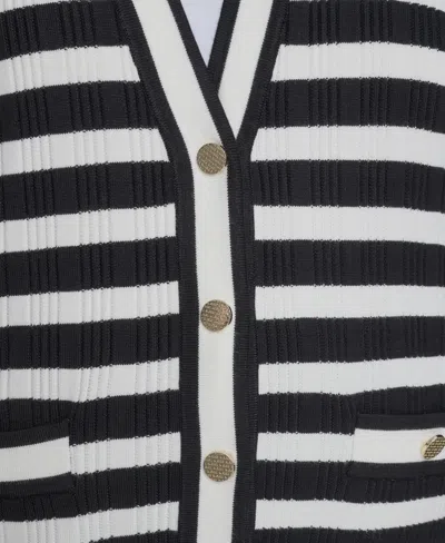 Karl Lagerfeld Plus Size V-neck Button Front Cardigan In Black