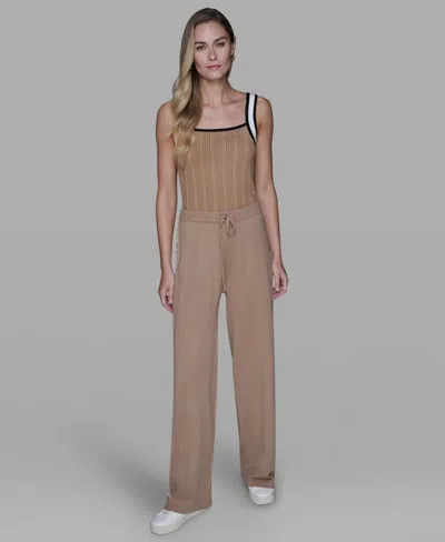 Karl Lagerfeld Women's Logo Detail Pants In Brown