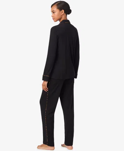 Ralph Lauren Women's Long Sleeves Notch Collar Pajama Set In Black