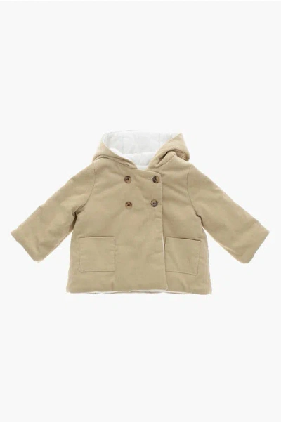 Bonpoint Padded Corduroy Misha Jacket With Hood In Neutral
