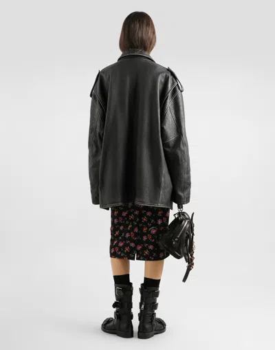 Dolce & Gabbana Floral-print Straight Skirt In Black