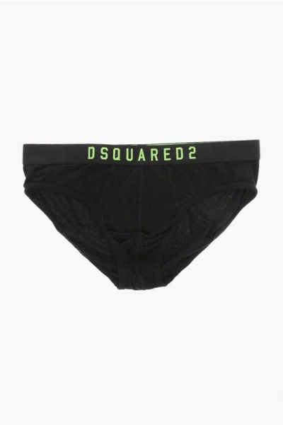 Dsquared2 Solid Color Brief With Contrasting Logo In Black