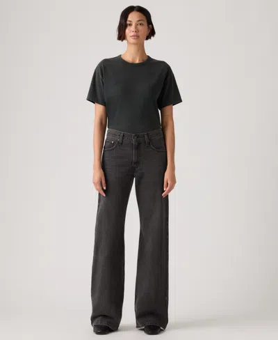 Levi's Juniors' Middy Loose Mid Rise Bootcut Jeans In Black