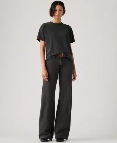 Levi's Juniors' Middy Loose Mid Rise Bootcut Jeans In Black