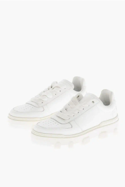 Dsquared2 Icon Leather Basket Low-top Sneakers With Logoed Sole In White