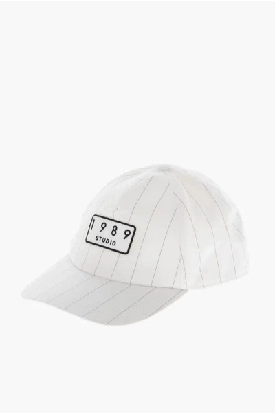 1989 Studio Logo Patch Striped Baseball Cap In White