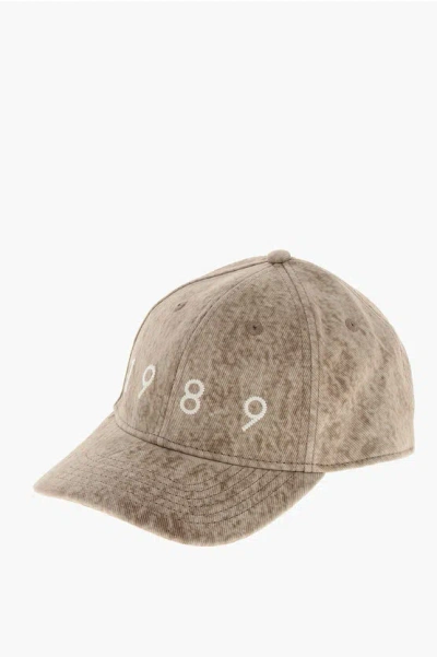 1989 Studio Flocked Denim Cap With Metal Detail In Neutral