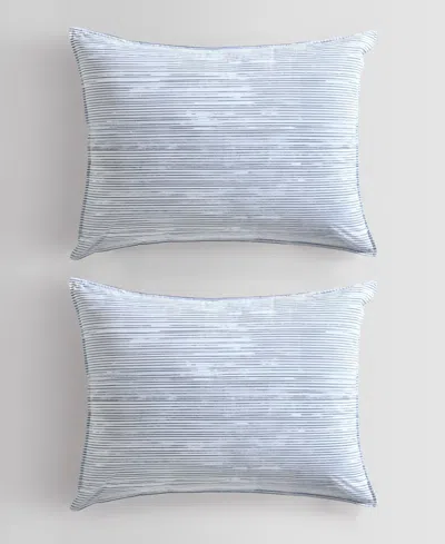 Calvin Klein Wavy Stripe Washed Percale Cotton 3-pc. Duvet Cover Set, Queen In Gray