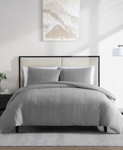 Vera Wang Woven Tucks Jacquard 3-pc. Duvet Cover Set, King In Gray
