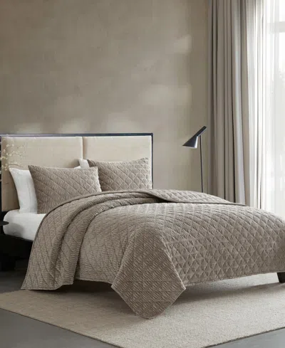 Vera Wang Solid Crushed Velvet 3-pc. Quilt Set, Full/queen In Gray
