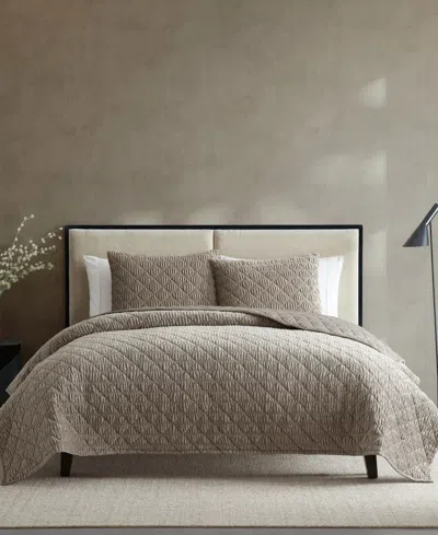 Vera Wang Solid Crushed Velvet 3-pc. Quilt Set, King In Gray