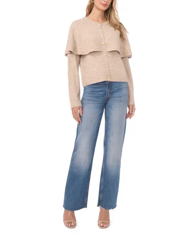 Vince Camuto Women's Long Sleeve Sweater With Shawl In Neutral