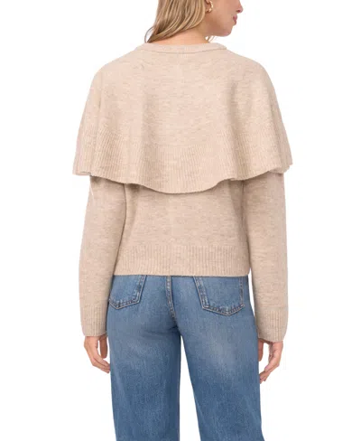 Vince Camuto Women's Long Sleeve Sweater With Shawl In Neutral