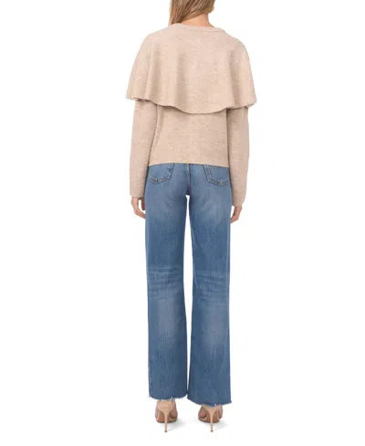 Vince Camuto Women's Long Sleeve Sweater With Shawl In Neutral