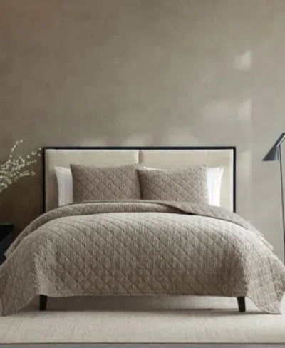 Vera Wang Solid Crushed Velvet Quilt Set In Brown