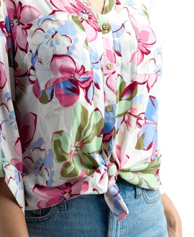 Bcx Junior's Resort Print Button-up Shirt In Multi